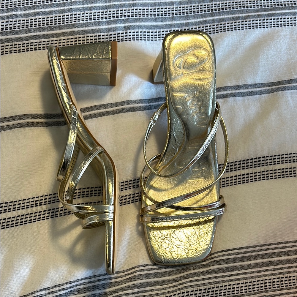 Elegant Gold Women's Strappy Heels
